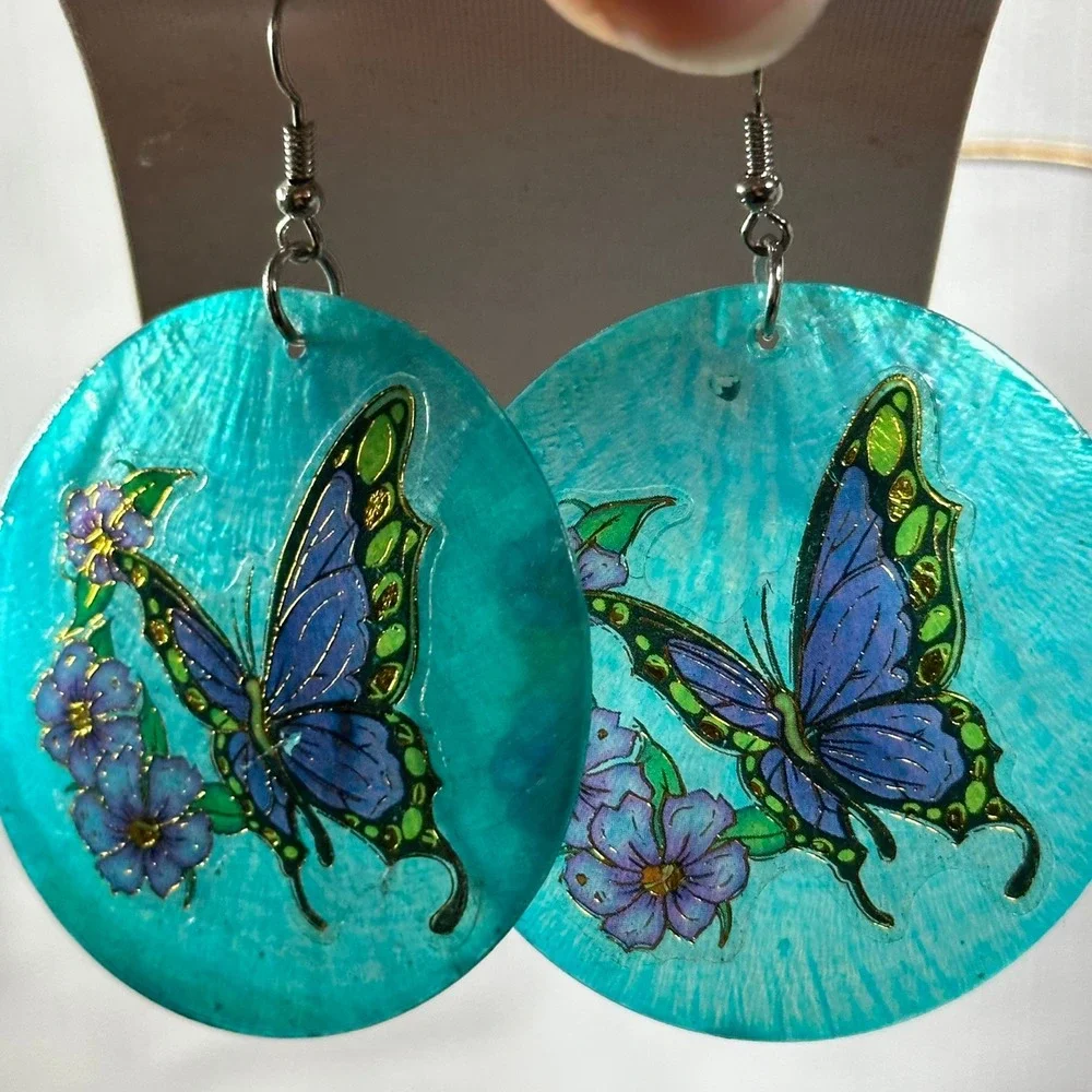 Turquoise Butterfly Flower Drop‎ Dangle Earrings Fashion Jewelry